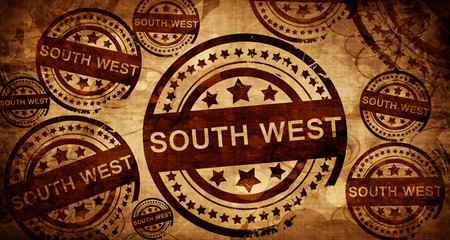 South west, vintage stamp on paper background