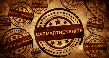 Carmathenshire, vintage stamp on paper background