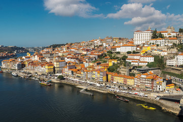 Fototapeta na wymiar View of the city of Porto in Portugal, from the bridge of Don Luis