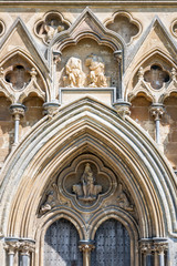 Sculptures above west door of Wells cathedral