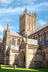 Fototapeta na wymiar Central tower of Wells cathedral