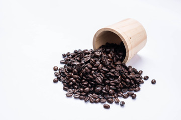 Closeup of coffee beans. on white background