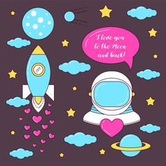 I love you to the Moon and back illustration