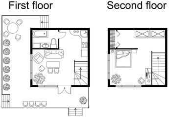 Architectural plan of a double decker house.