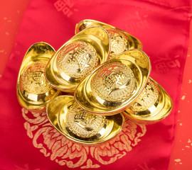 Chinese gold ingot mean symbols of wealth and prosperity.Chinese