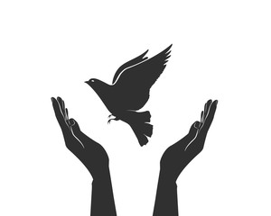 concept of world without war hands and dove