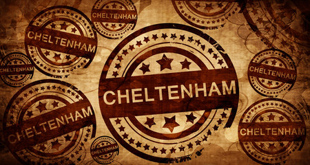 Cheltenham, vintage stamp on paper background