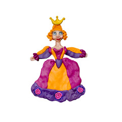 Plasticine  princess 3D rendering  sculpture isolated on white
