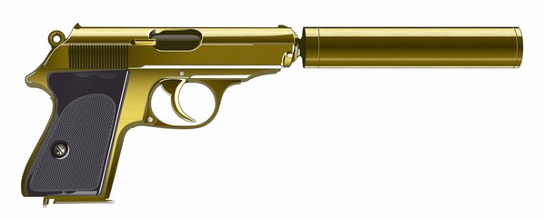 Gun with silencer - Illustration