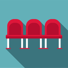 Chairs at airport icon, flat style