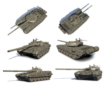 3D renders set of Russian main battle tank T-72