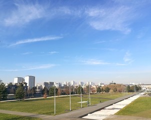 Fototapeta na wymiar View of a sport stadium during a sunny day