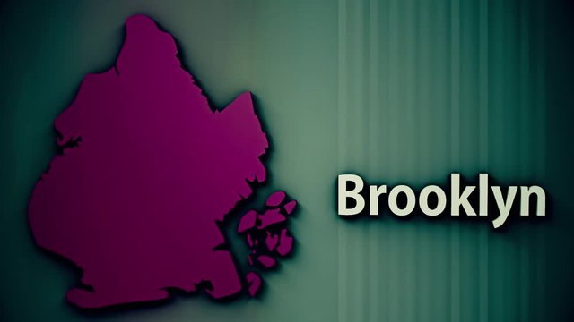4K Brooklyn Map Shape with Matte 3D Animation