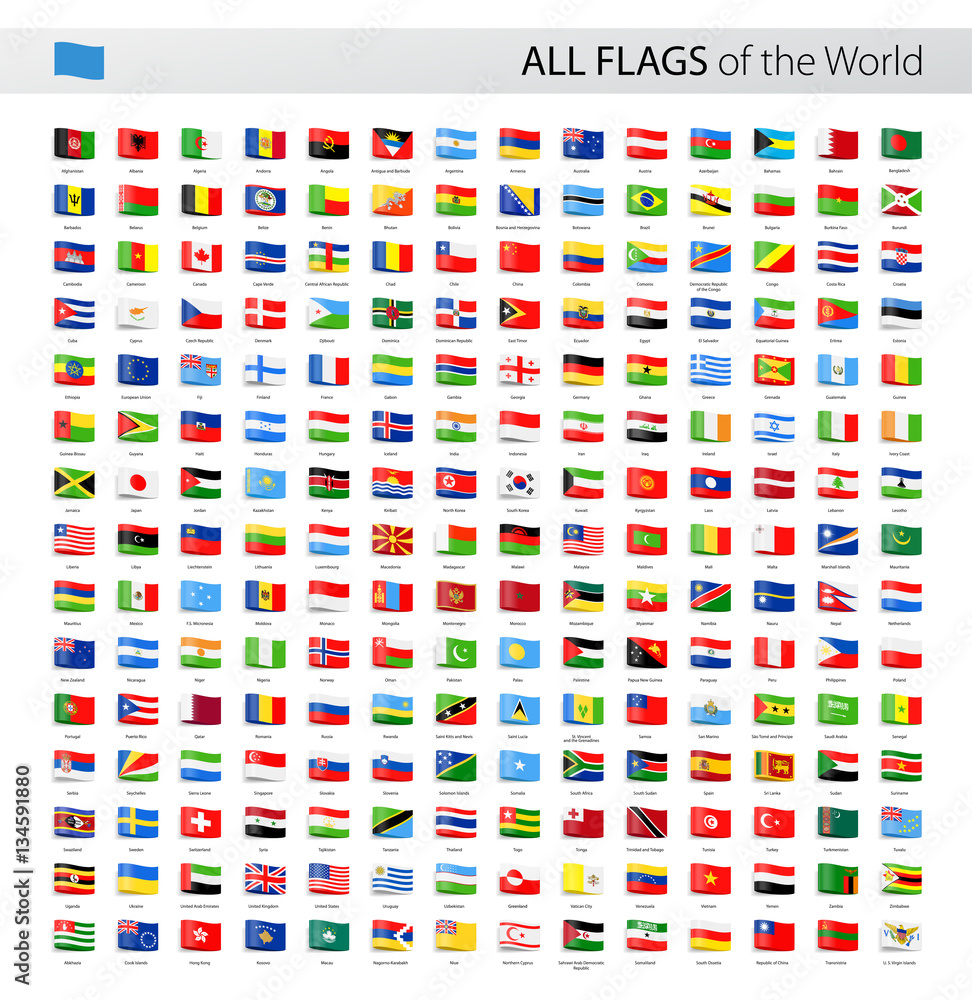 Wall mural all world tag vector flags - collection