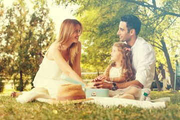 Mixed family enjoying outdoors