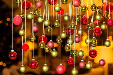 Christmas decoration with red and golden balls