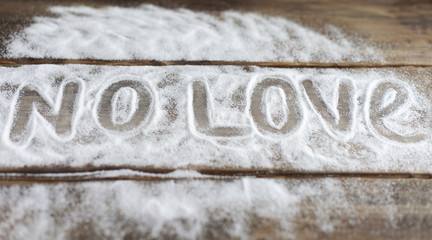 Labels love, couple, love, relationship, sugar, salt, bitterness on the background of the boards is not the background of snow, Valentine's day, the holiday of love
