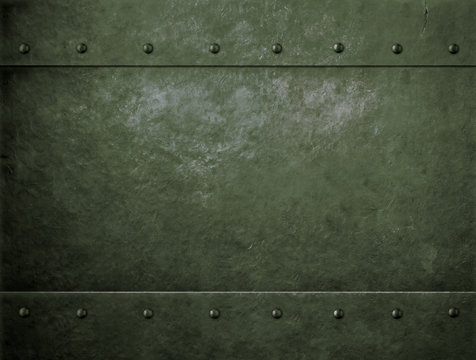 old metal green military background with rivets