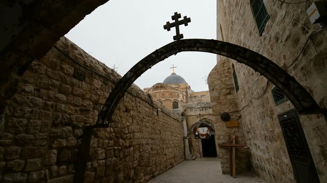 Exterior of Ethiopian Coptic Monastery on the roof of Church of the Holy Sepulchre in the Jerusalem, Israel.