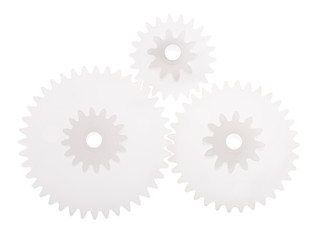group of three gears isolated on white