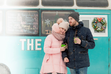 Happy couple in the city. Love concept.