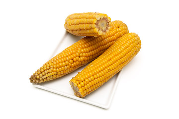 boiled corn isolated on a white background
