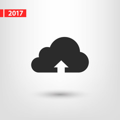 This image represents a cloud upload illustration icon, vector illustration. Flat design style