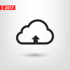 This image represents a cloud upload illustration icon, vector illustration. Flat design style