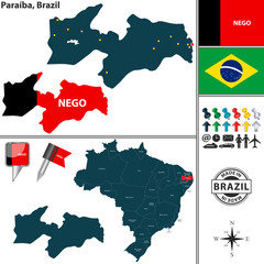 Fototapeta premium Map of Paraiba, Brazil