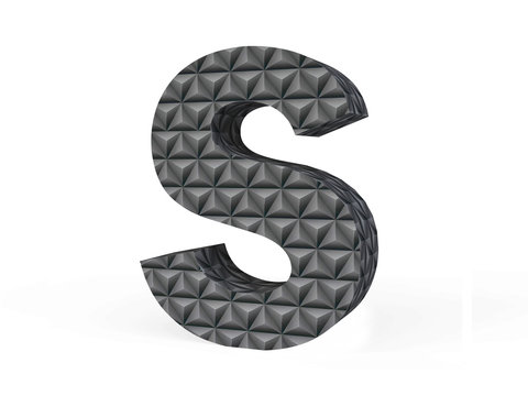 Metallic Letter S with Diamond-cut Pattern Isolated in 3D
