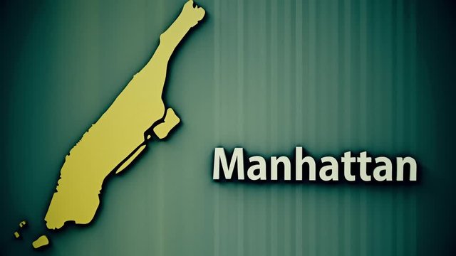 4K Manhattan Map Shape with Matte 3D Animation