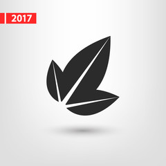 Leaf icon, vector illustration. Flat design style