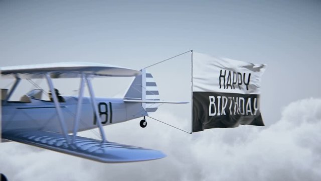 Airplane with Banner "Happy birthday" 4k UHD
high-resolution 3D rendering. 4K. Chroma key.