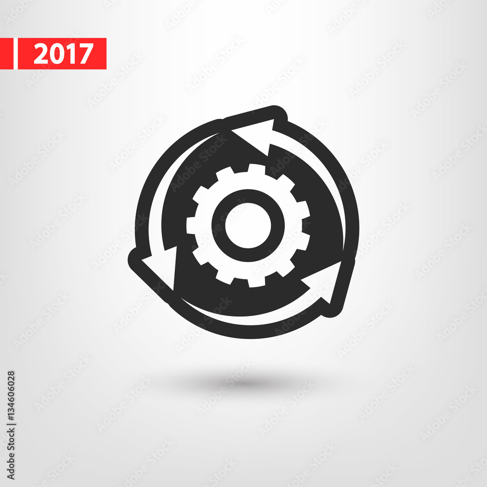 Poster setting parameters, circular arrows icon, vector illustration. flat design style