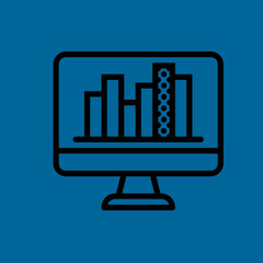 analytic graph on monitor icon flat disign