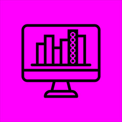 analytic graph on monitor icon flat disign