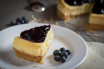 piece of freshness delicious blueberry cheese cake on plate