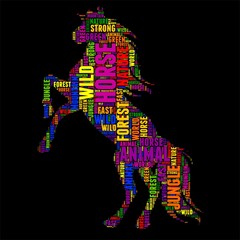 
horse Typography word cloud colorful Vector illustration