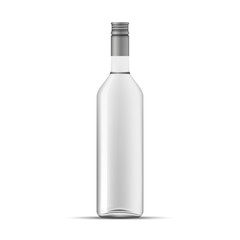 Glass Vodka bottle template, isolated on white