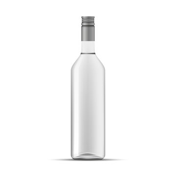 Glass Vodka bottle template, isolated on white