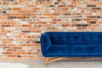 Blue upholstered sofa