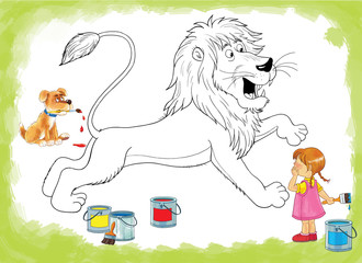 Fototapeta premium Cute animals. Coloring page. Illustration for children. Funny cartoon characters