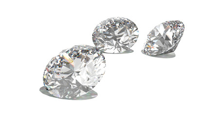 Diamonds isolated on white 3d model