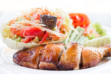 Grilled chicken and papaya salad, Thai food