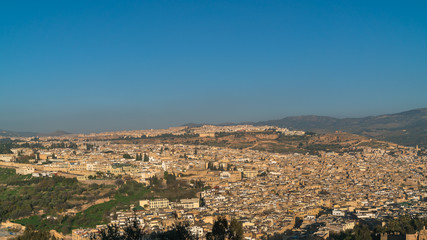 Fototapeta na wymiar Aerial view over the medina in Fes, Morocco. 