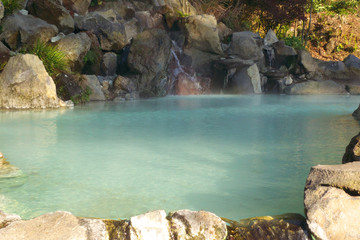 Open-air hot spring bath in Japan