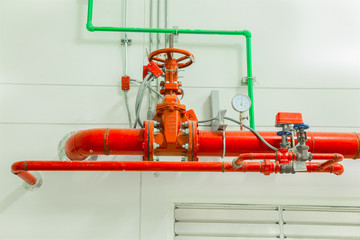 Industrial fire protection system with pressure gauge for measur