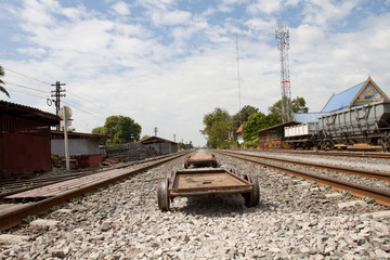 old railway carriage in the train station