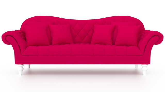Red Sofa Isolated On White Background 