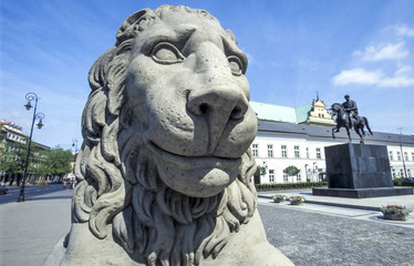 Warsaw, palace, statue, Poland, Masowia, Warszawa